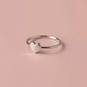 nhẫn bạc trái tim đơn giản