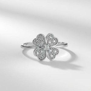 Nhẫn bạc cỏ 4 lá giá rẻ biểu tượng may mắn