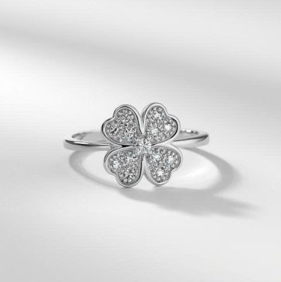 Nhẫn bạc cỏ 4 lá giá rẻ biểu tượng may mắn