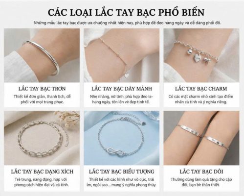 Các loại lắc tay bạc phổ biến 